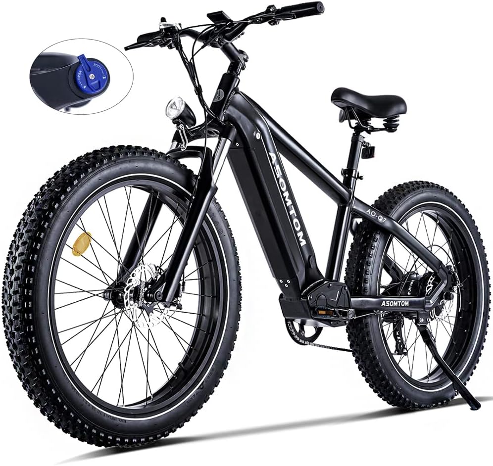 Ecotric Explorer 26 inches 48V Fat Tire Electric Bike with Rear Rack, Top Speed 25MPH