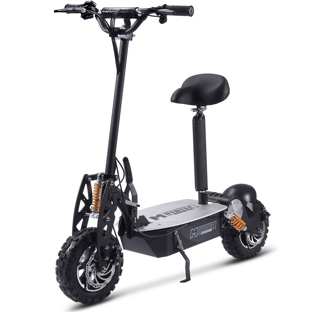 MotoTec 2000w 48v Electric Scooter Black, Top Speed 28MPH