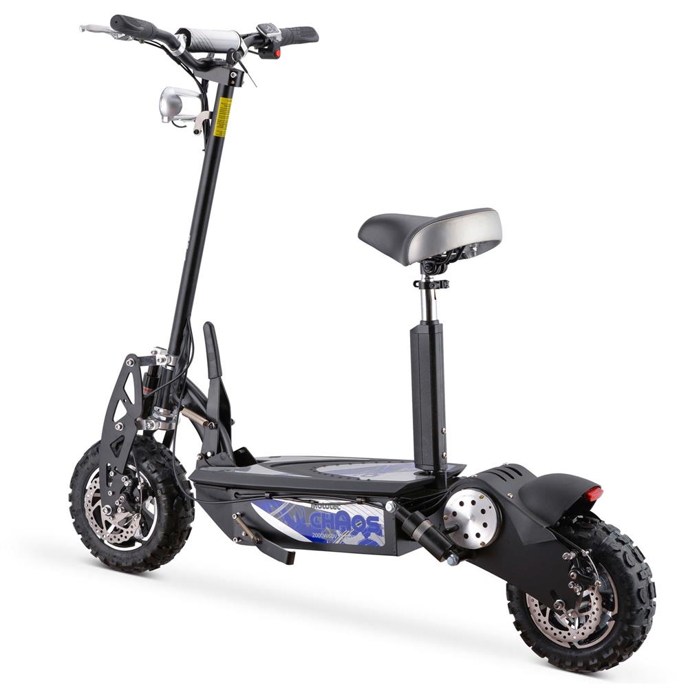MotoTec Chaos 2000w 60v Lithium Electric Scooter Black, Top Speed: 28mph