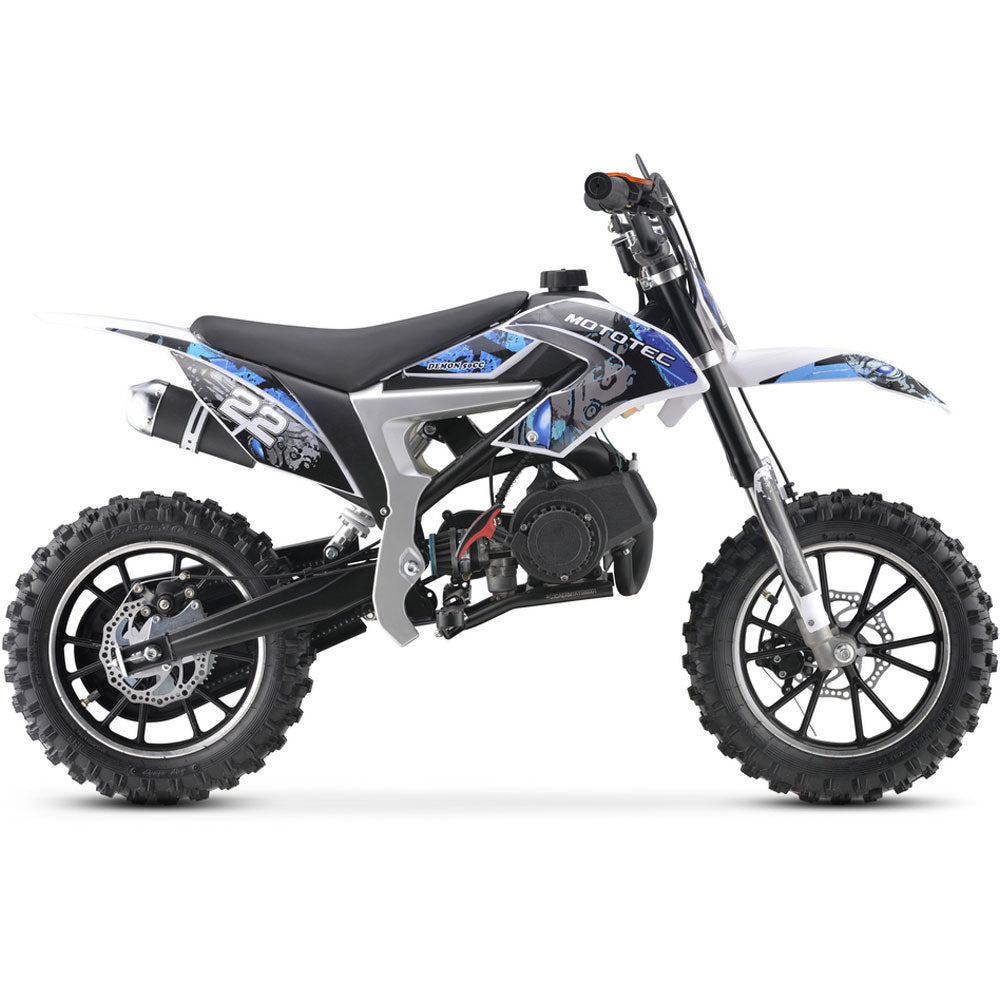 MotoTec Demon 50cc 2-Stroke Kids Gas Dirt Bike, Top Speed 25Mph