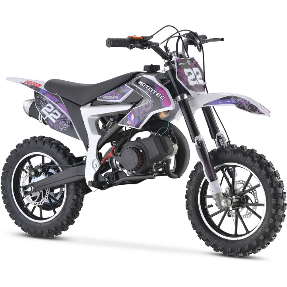 MotoTec Demon 50cc 2-Stroke Kids Gas Dirt Bike, Top Speed 25Mph