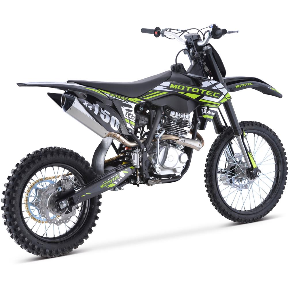 MotoTec X4 150cc 4-Stroke Gas Dirt Bike Black, Top Speed: 56 mph (with adjustable speed limiter)