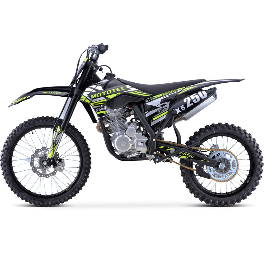 MotoTec X5 250cc 4-Stroke Gas Dirt Bike Black, Top Speed: 62 mph (with adjustable speed limiter)