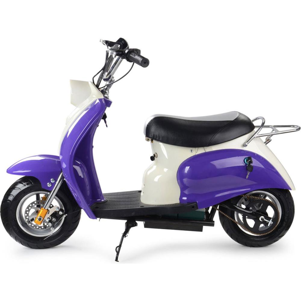 MotoTec 24v Electric Moped Purple, Top Speed: 15 MPH