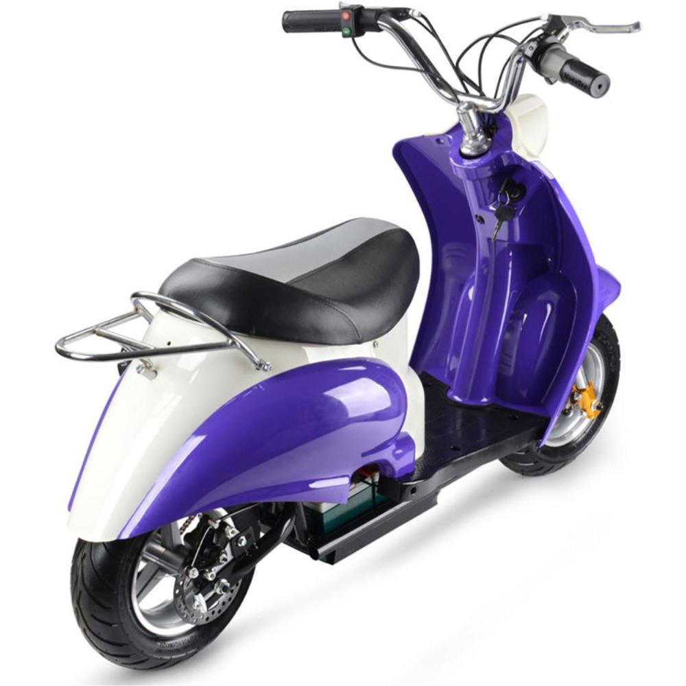 MotoTec 24v Electric Moped Purple, Top Speed: 15 MPH